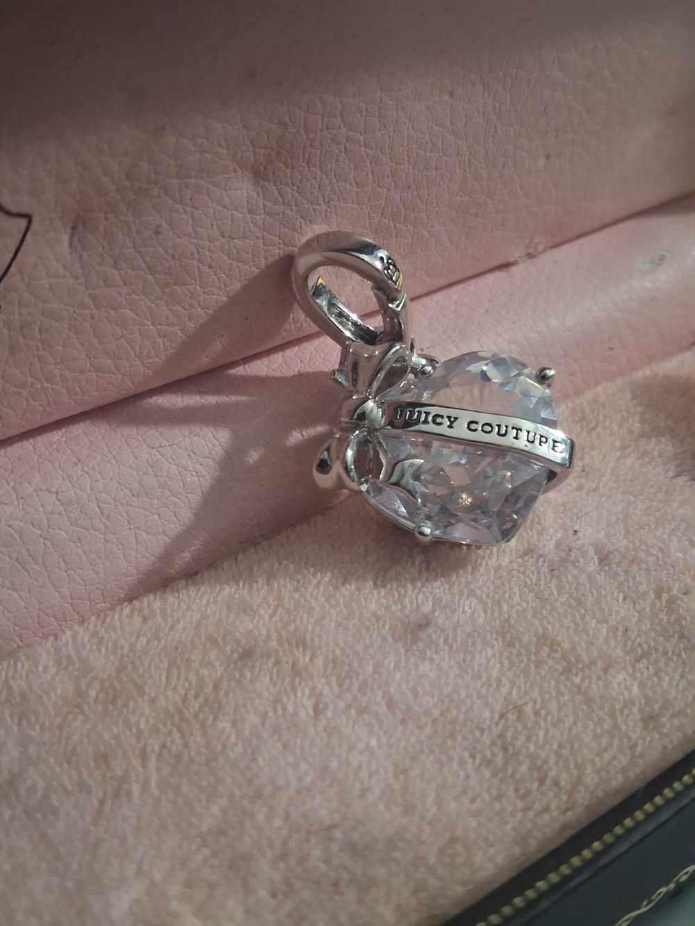 Juicy Couture Silver-Tone Crystal Charm Pendant - Clear Sparkle
